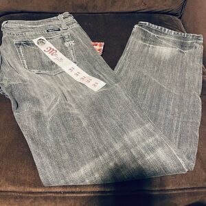 NEW with Tags Womens Miss Me Jeans size 31 bootcut gray Black Rhinestone M